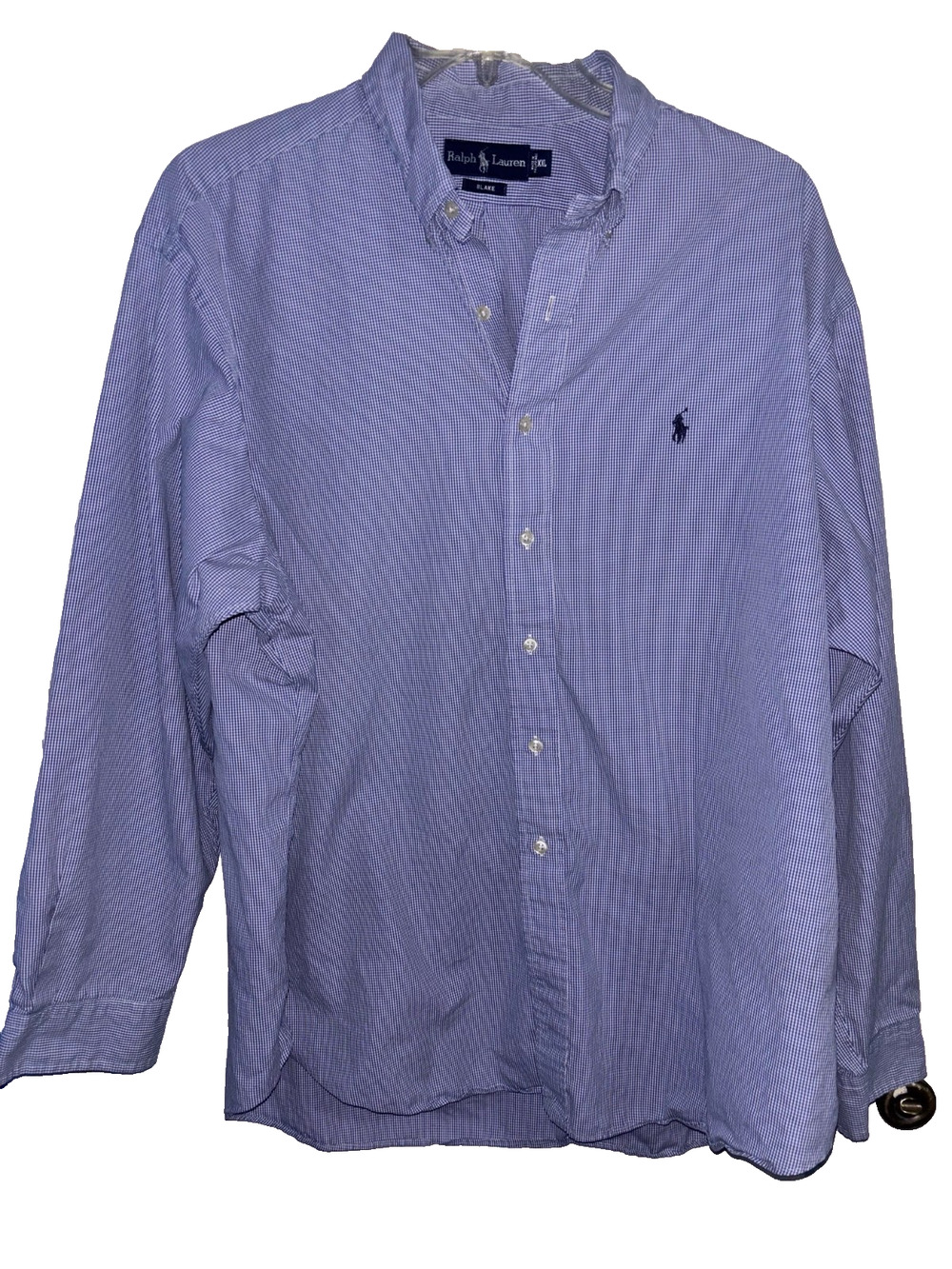 Polo Ralph Lauren Shirt Mens XXL Blue White Gingham Checked Blake Button Down